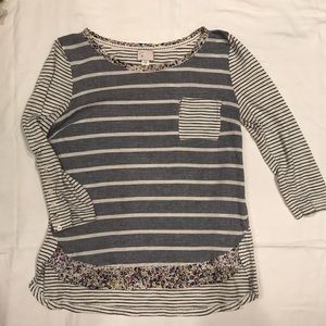 Anthropologie Postmark top Small stripes & floral